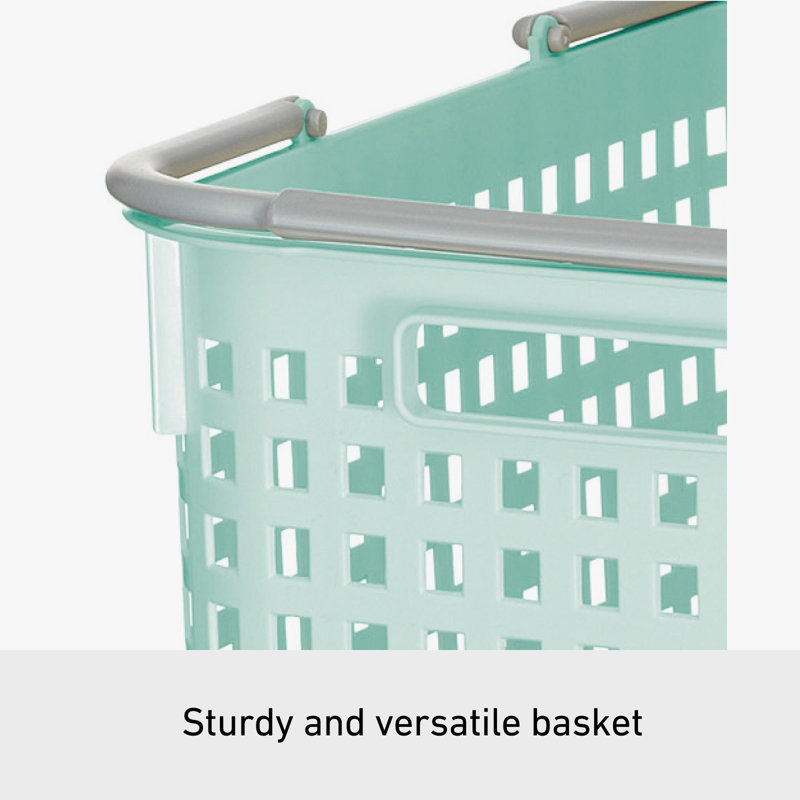 Mint Blue Plastic Kids Storage Basket with Handles