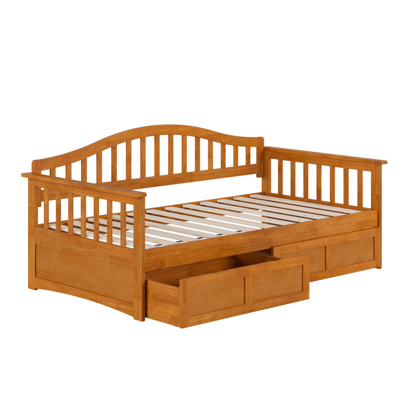 Lit de jour en bois avec tiroirs de rangement Mission, Light Toffee
