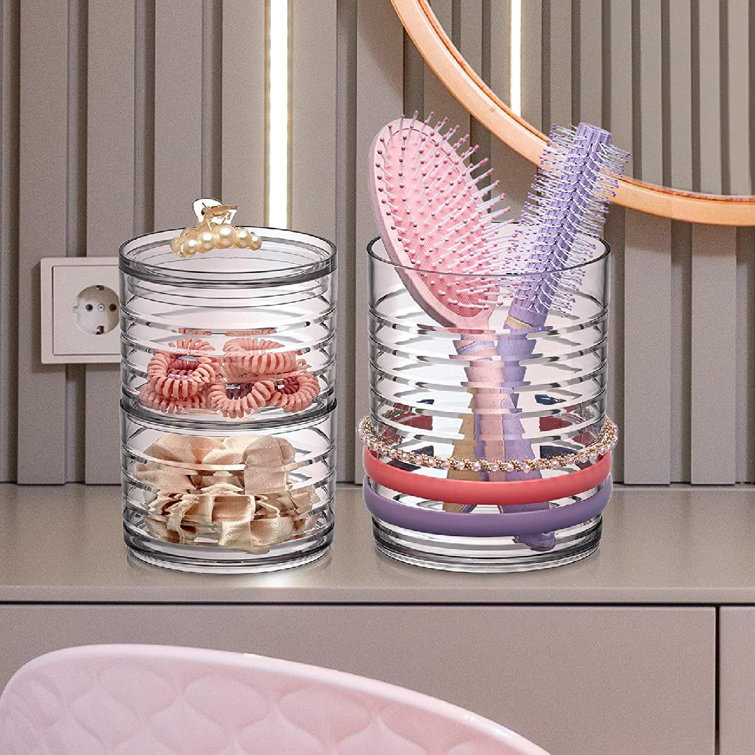  Intrigue - Acrylic Headband Organizer, Plastic Hairbrush Holder, Stackable Container for Hair Accessories and Beauty Supplies, Perfect Storage for V