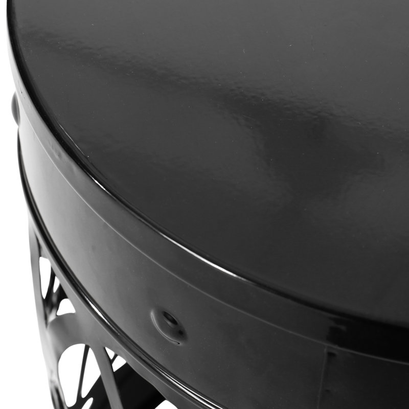 Outdoor Side Table - Black End Tables With Elegant Pattern, Powder-Coated Frame, No Assembly For Patio Cut Design Home Decor
