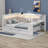 Full Size Corner Bed Frame, Daybed With Storage Shelves & Trundle, Wood Corner Bed With LED Light, Desk-388301854