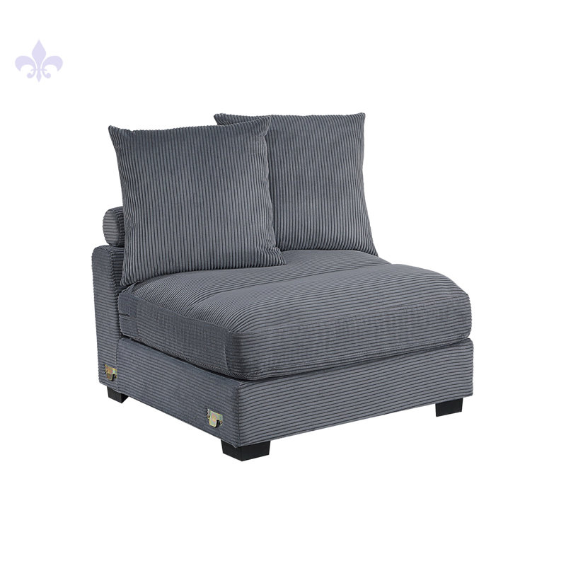 Chaise sans accoudoirs Living Room Furniture, Velours côtelé gris foncé