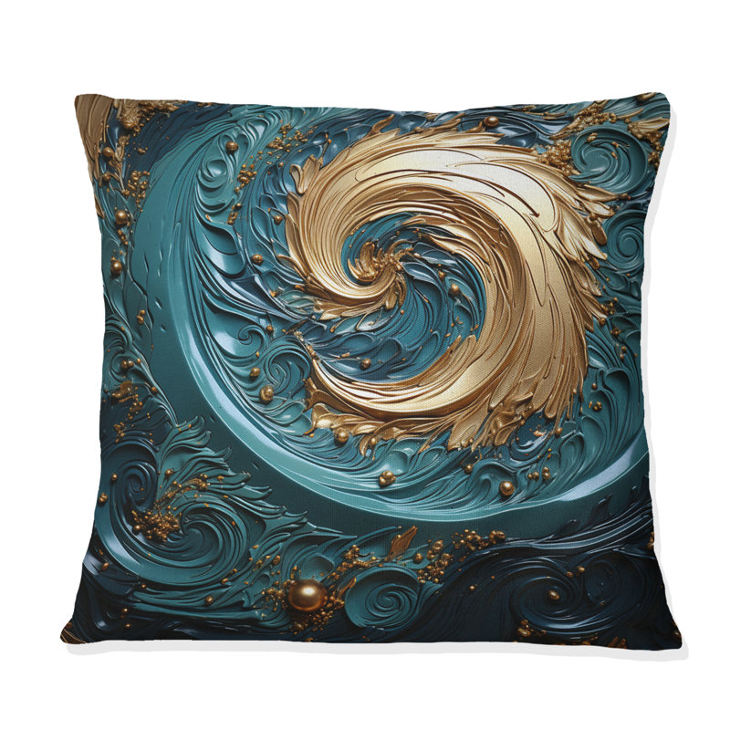 Coussin Teal Majestic Motion I - Abstract Spirals