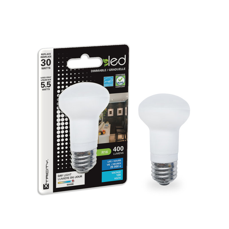 6 watts (équivalent de 30 watts), ampoule à del réglable, lumière de l’heure (5000k) e26/moyen (standard)