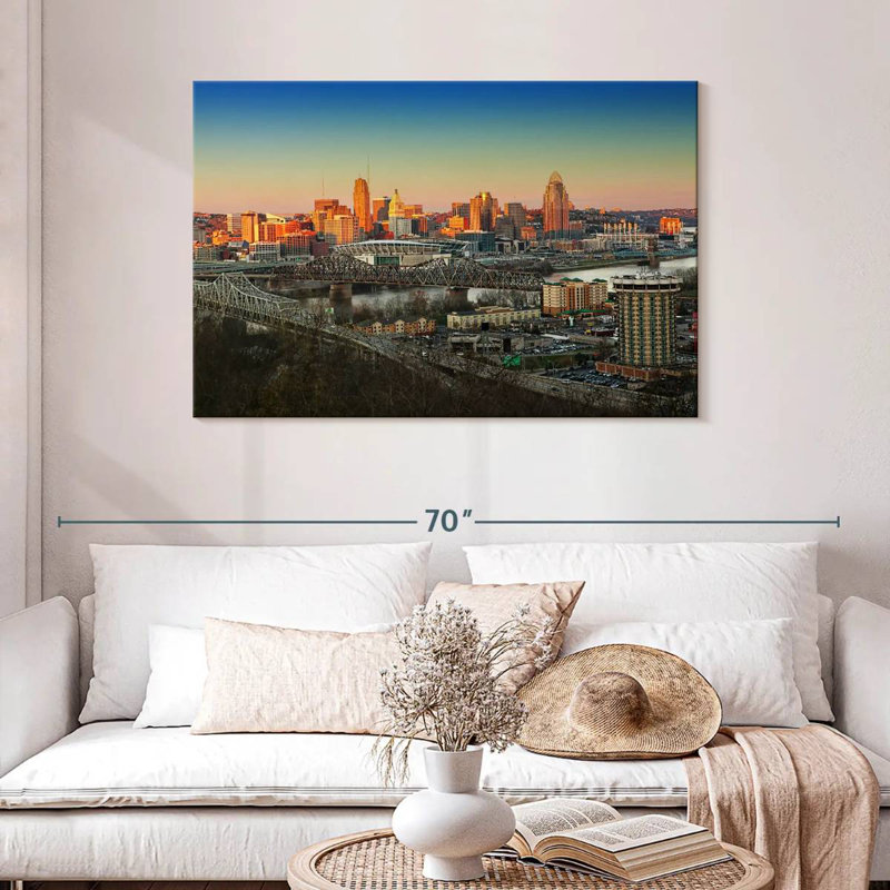 Hannes Cincinnati Sunset Skyline, 30" H x 45" W