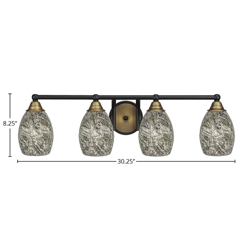 Michell 4-Light Bath Bar, Matte Black/Brushed Gold