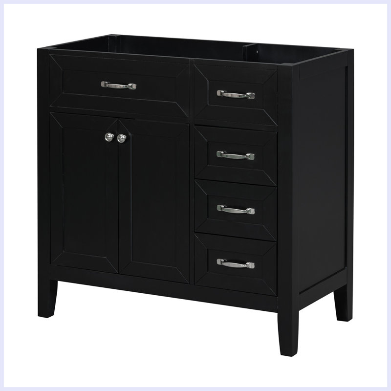 Meuble-lavabo moderne avec armoire et tiroirs, Noir