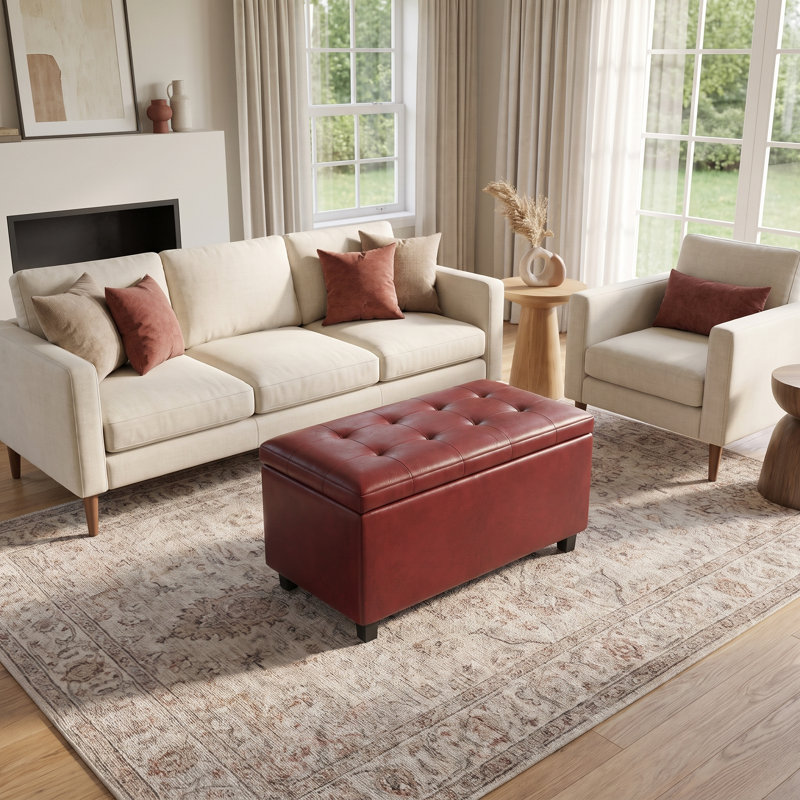 Banc repose-pieds avec rangement caché Cosmopolitan, Rouge