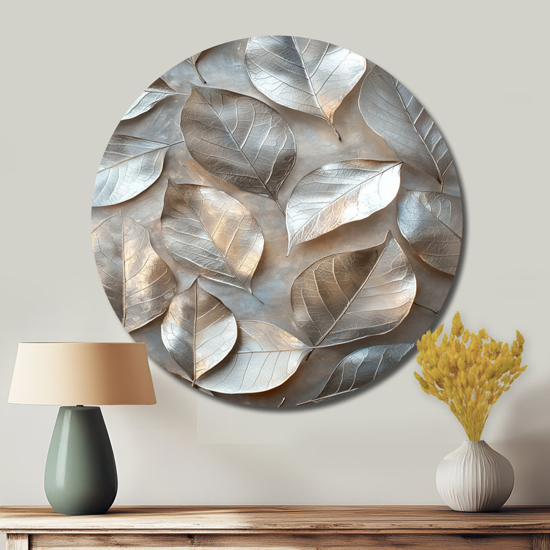 Cuivre, argent, étain, feuilles II, H 23 po x l 23 po