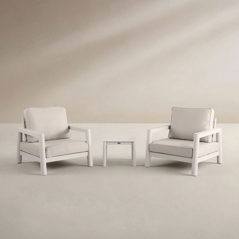 Ensemble de conversation d'extérieur 3 pièces Fairmont, Cream Beige, Cream Beige