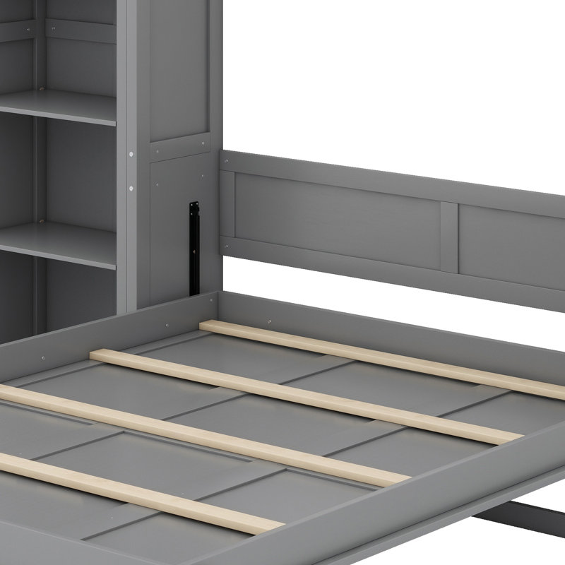 Lit escamotable mural avec tablettes Murphy, Gris