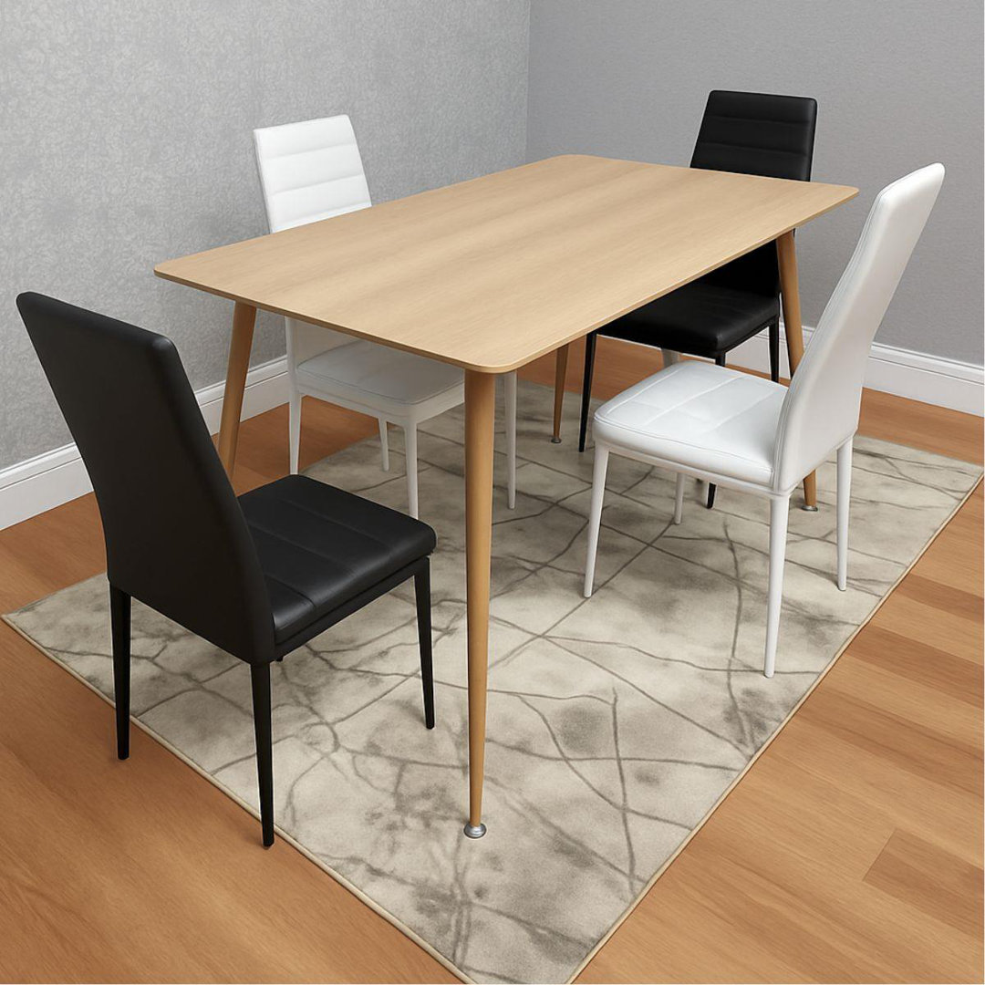 Kosy Koala Unisex Brown Wooden Dining Table Set With 4 Mix Metal Chairs Dining Room Furniture In - Image 4