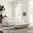 90" Greyish White Down Feather Linen Upholstered Deep Sofa with Reversible Cushions