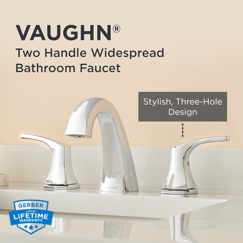 Vaughn Widespread Bathroom Faucet with Drain Assembly, Chrome