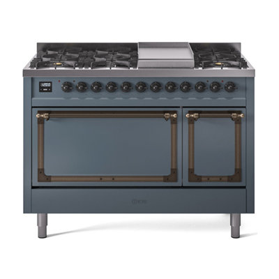 ILVE Nostalgie II Noblesse 48 in Dual Fuel Range, 8 Burner, Griddle