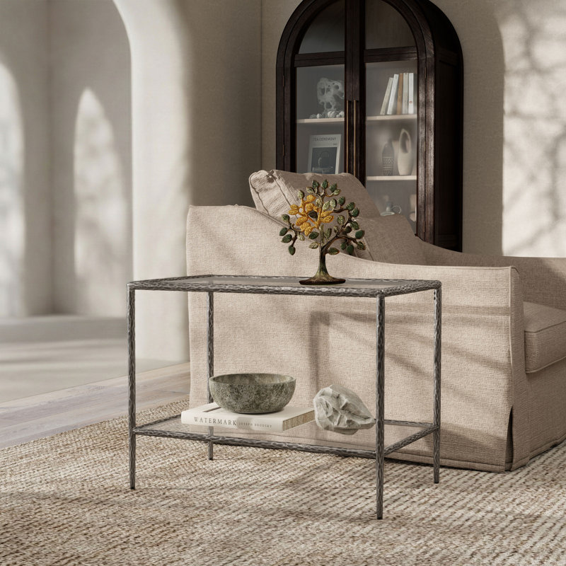 Lalia Modern Hammered Metal 1-Shelf End Table, Gray