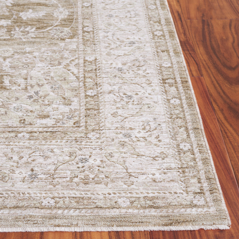Mason 90" x 63" Beige and Green Wool Area Rug
