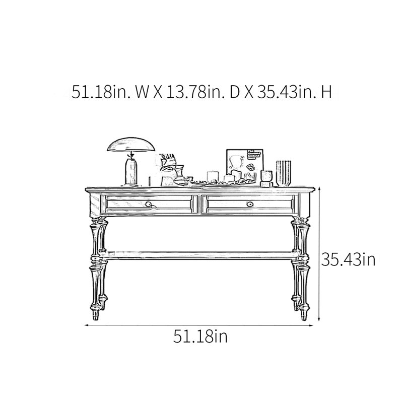 Console champêtre rétro, H 35,43 po x l 51,18 po x P 13,78 po