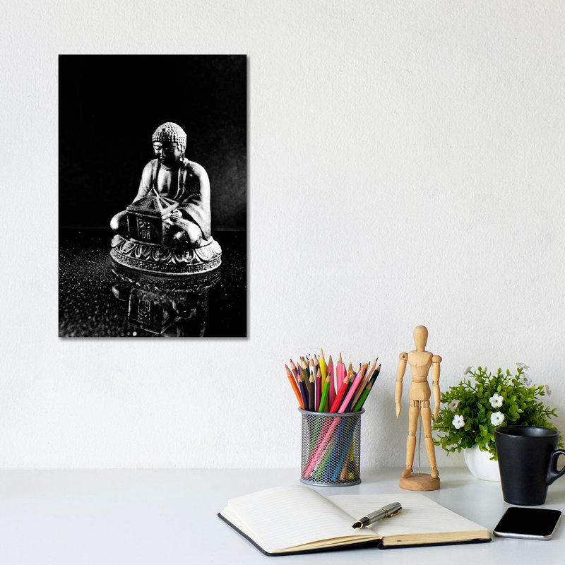 Stone Buddha Sculpture - Wrapped Canvas Print