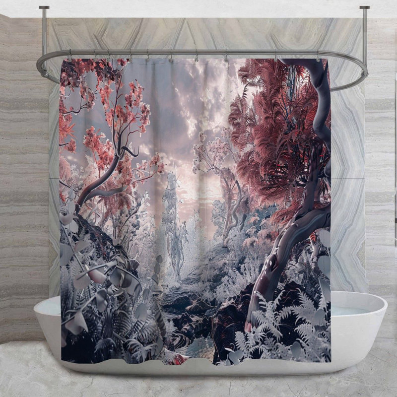 Lake Scene Shower Curtain -  Landscape Bathroom Decor 14185, 83"H x 70"W