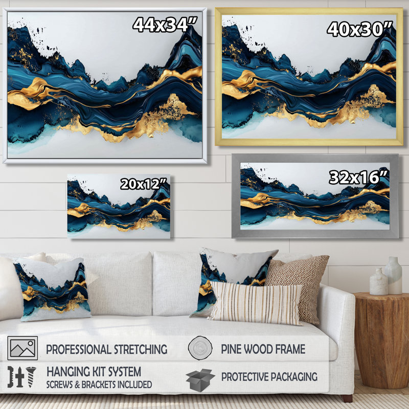 Golden Silence of Minimal Marble River I - abstrait minimalisme, art mural, H 30 po x l 40 po, Impression encadrée flottante