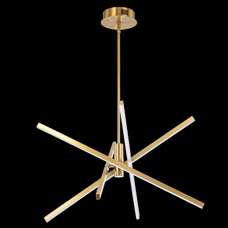 Athiran Aluminum Dimmable LED Modern Linear Chandelier, Light Gold
