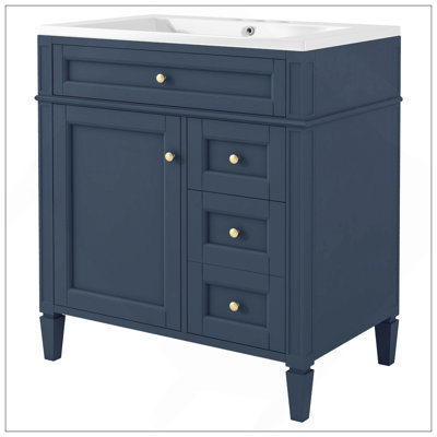 Meuble-lavabo moderne 30 po avec lavabo supérieur, meuble-lavabo moderne avec 2 tiroirs et un tiroir basculant, meuble-lavabo simple