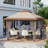 10x10 Ft Pop Up Gazebo, Canopy Tent With Mosquito Netting, Adjustable Height Outdoor Gazebo With Wheeled Carry Bag For Backyard, Garden-113581724