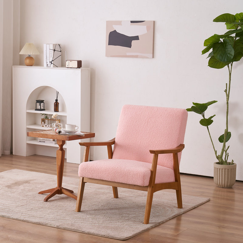 Fauteuil l 27,6 po Brimer, Fausse fourrure rose
