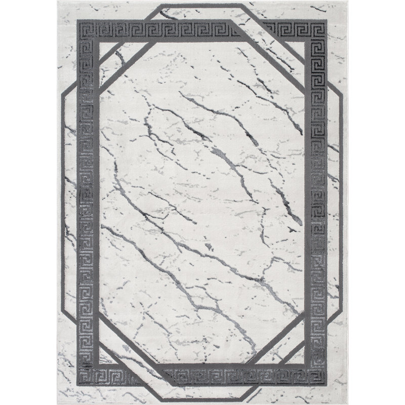 Monaco Series Abrstract Black/Gray/Ivory/Beige Area Rug, Rectangle 7'9" x 10'2"