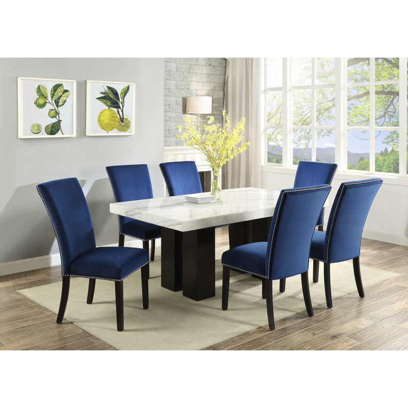 Anxhela 8 - Person Marble Top Four Leg Dining Set