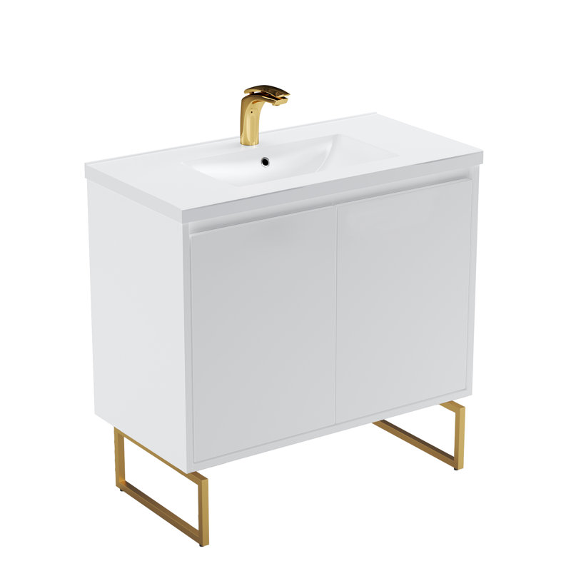 Fidelina 36'' Single Bathroom Vanity with Ceramic Top, White