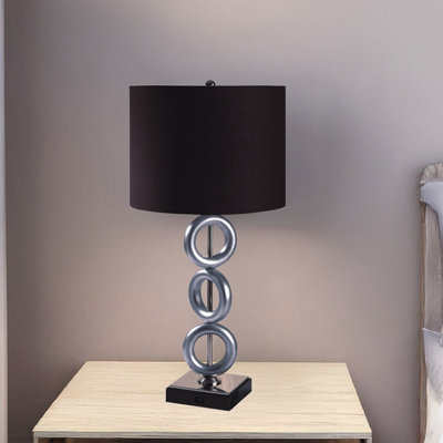 ONE PAIR OF 29"H SILVER 3-RING WITH OUTLET TABLE LAMP (2PC/CTN), Modern Design With 3 Chrome Ring Accents