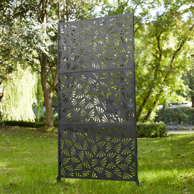 6Ft x 3Ft Galvanized Steel Privacy Screen Fence Panel Room Divider with Riser Feet