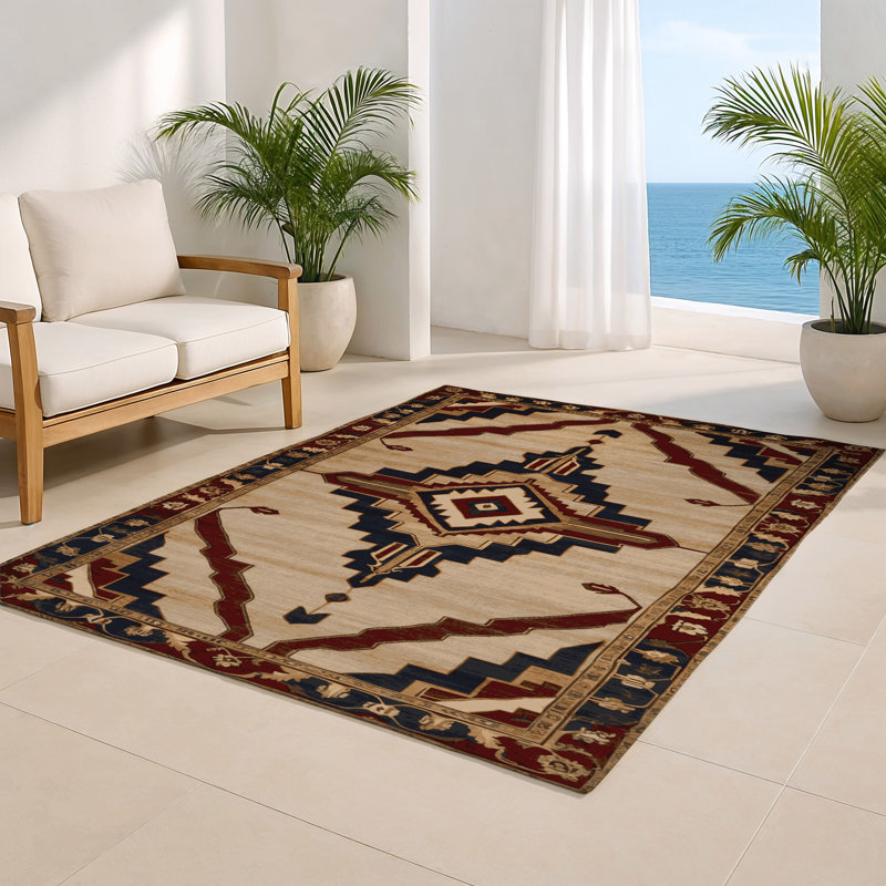 Tapis d'intérieur et d'extérieur persan beige, Rectangulaire 2 pi x 3 pi