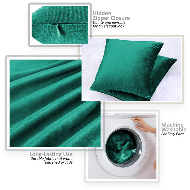 Luxurious Velvet Cushion Covers for Sofa Or Bed (Set Of 2), Green