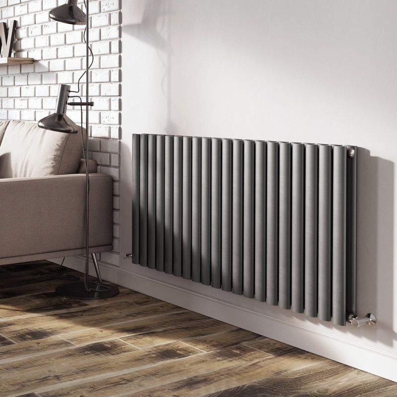  Horizontal Oval Panel Radiators, 600mm H x 1180mm W, Grey