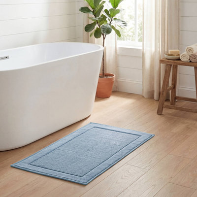 Sanctuary Blue 100% Cotton Solid Woven 24x48'' Bath Rug