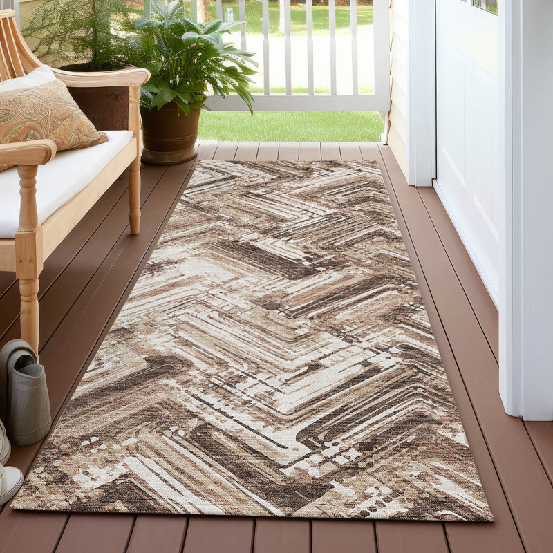 Tapis intérieur / extérieur Carletha, Tapis de couloir 2 pi 3 po x 7 pi 6 po
