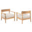  Ensemble de 2 fauteuils club en bois d'acacia avec coussin de siège, finition teck et tissu beige Mall Mall