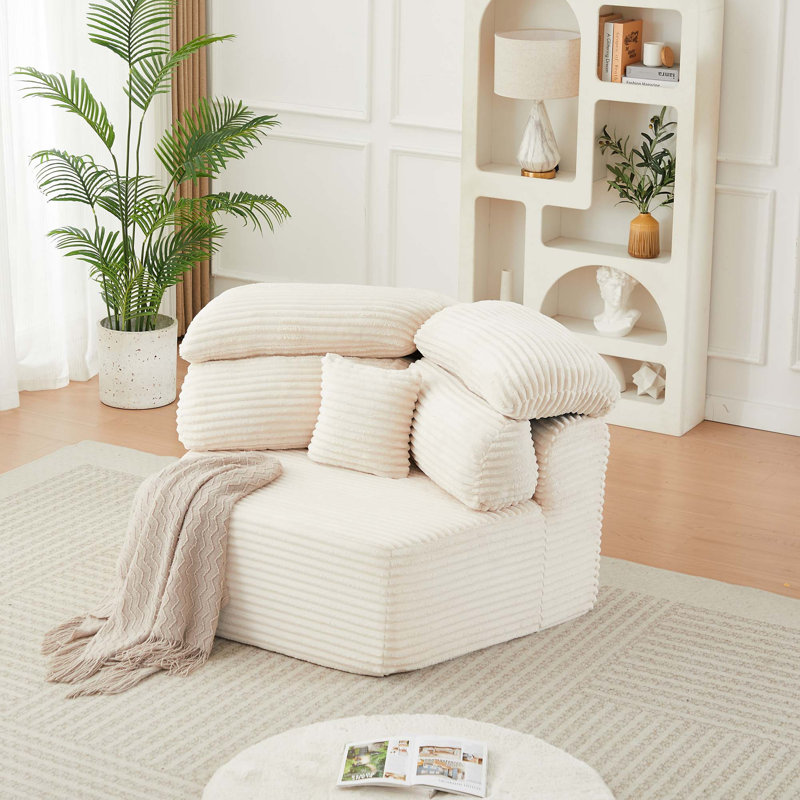 Modern Modular Pentagonal Lounge Chair with Enveloping Pillows