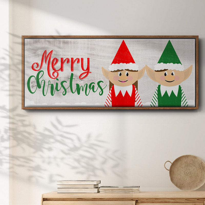 Christmas Elf Couple- Framed Canvas