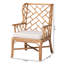 Fauteuil à oreilles en rotin naturel avec coussin amovible Baxton Studio Ray