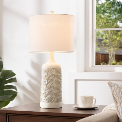 23.5" Farmhouse Table Lamp With White Drum Shade