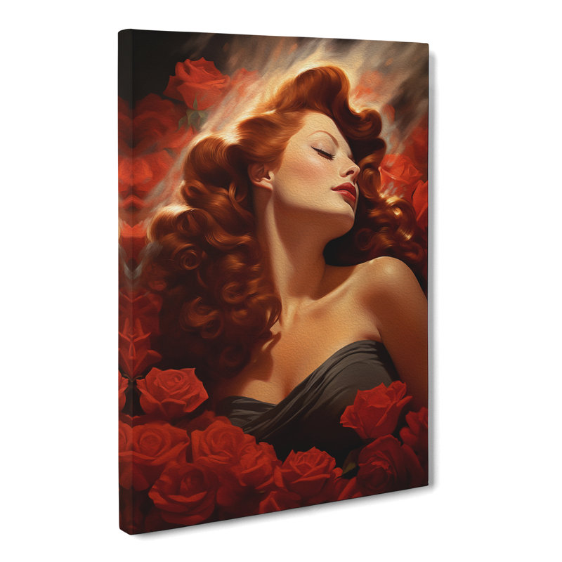Red Headed Woman Romanticism - No Frame Print, 76cm H x 50cm W x 3cm D