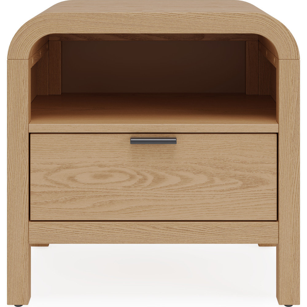 Essie 1 - Drawer Nightstand in White, Timber