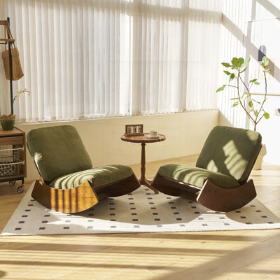 Chaise berçante confortable, tissu d'ameublement de haute qualité, structure en bois massif, parfaite pour plusieurs environnements, ensemble de 2