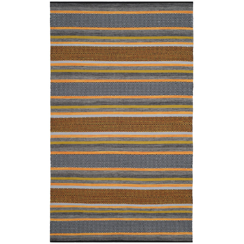 Fitzsimmons Hand Woven Cotton Striped Rug, Rectangle 2'6" x 4'