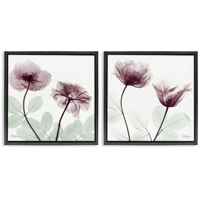 Delicate Mauve Flowers 2pc Floating Frame Set, design by Albert Koetsier