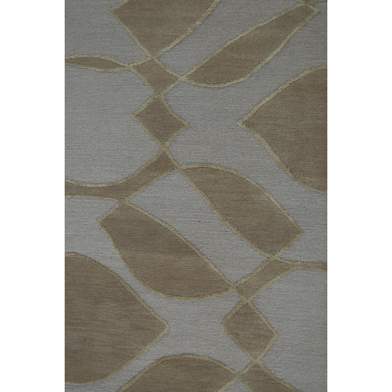 Mod Hand Woven Silk and Wool Geometric Area Rug, Rectangle 8' x 10'